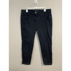 St.‎ John Black Cuffed Ankle Slim Jeans Size 12 Quiet Lusury Designer Classic